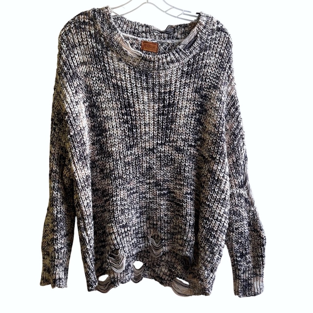 POL Crew Neck Sweater with Shredding M